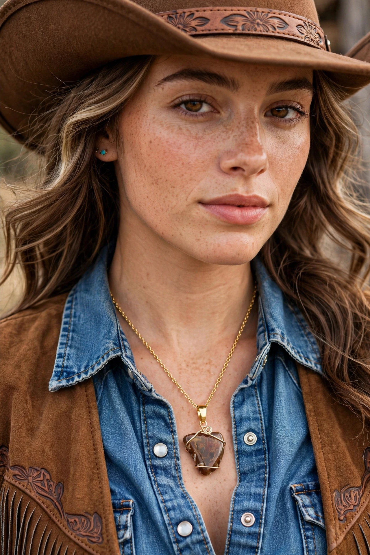 Gold Enhanced Natural Stone Necklace