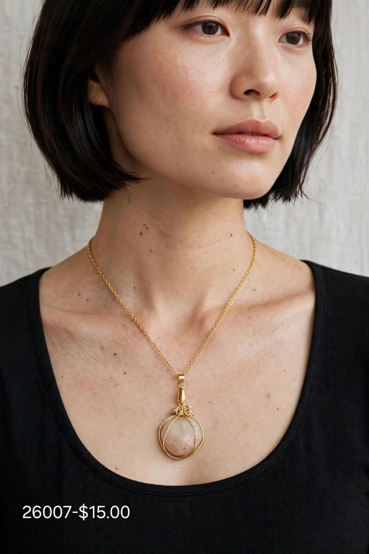 Stone Pendant set in Gold Plate wire